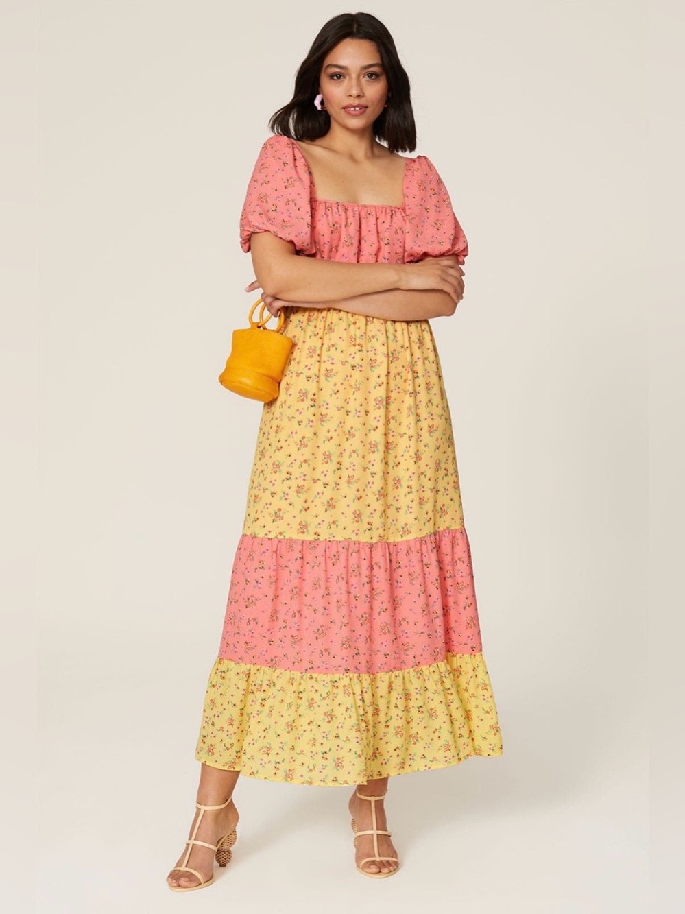 Color Me Courtney~Cece Floral Maxi Dress in Pink and Yellow~Size 4~$300~